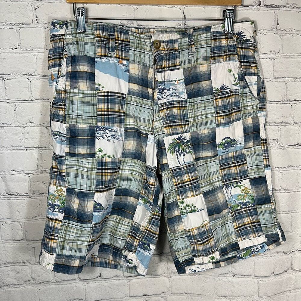 Old Navy Madras Shorts Mens 33 Plaid Patchwork Colorful Casual Lightweight